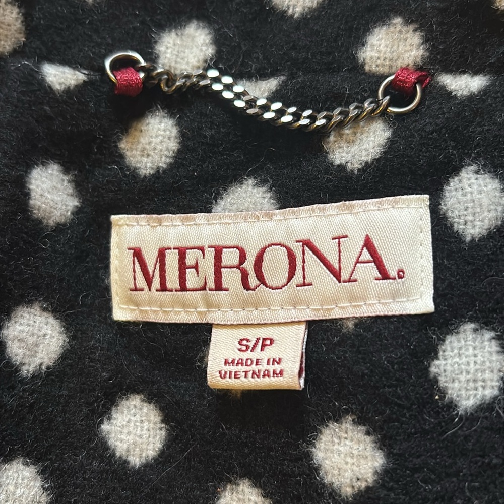 Small black and white polka dot Merona wool coat - Picture 3 of 5
